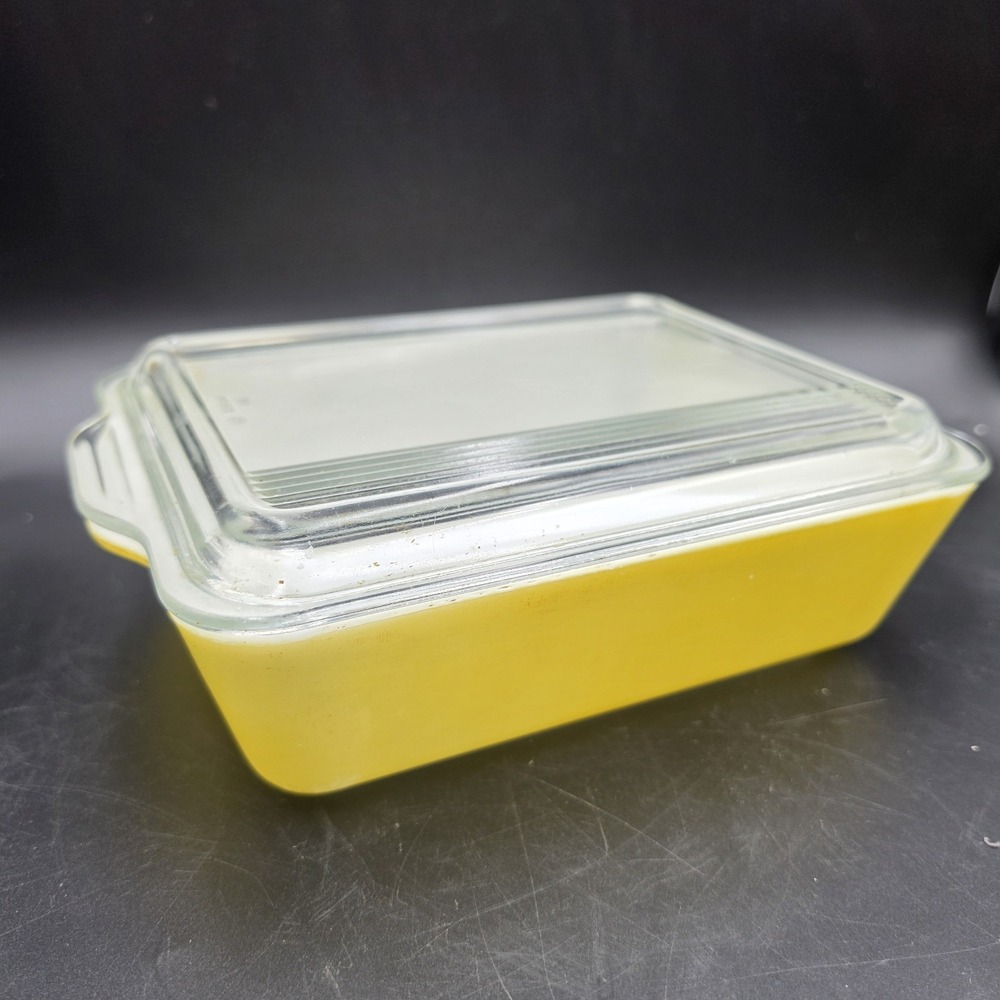 VTG Pyrex 0503 Yellow Refrigerator Dish 1.5 Qt Casserole with 503-C Ribbed Lid